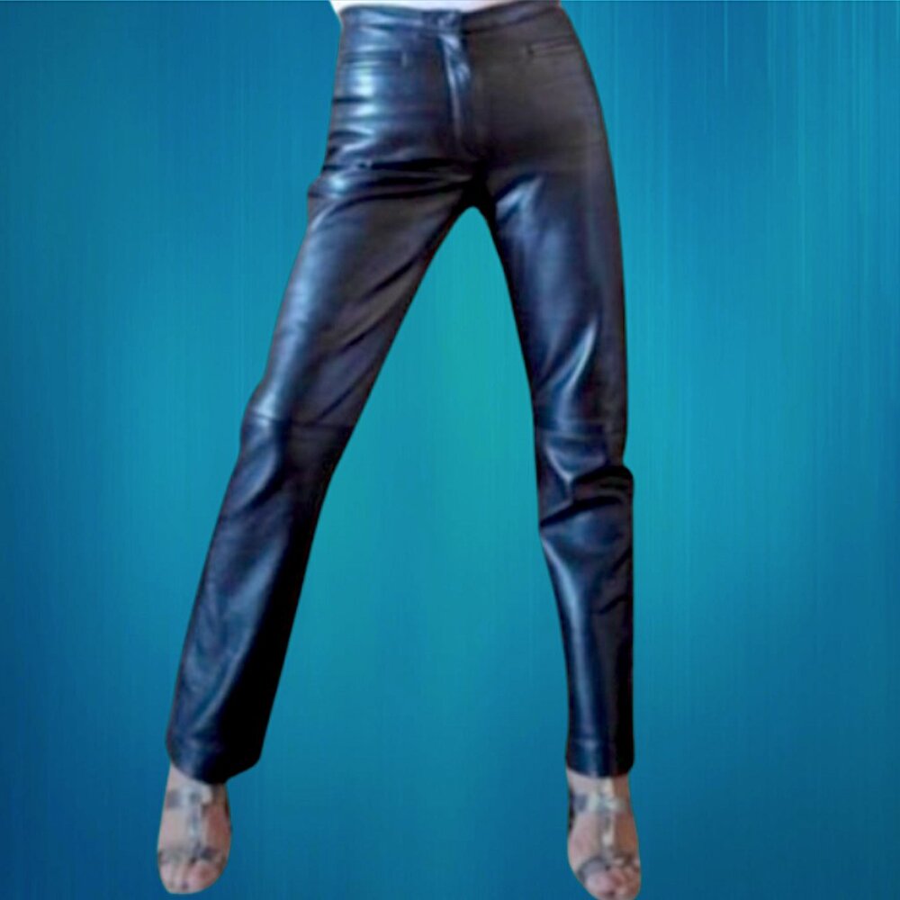 Women's black leather pants waist 28 size 4 high waisted